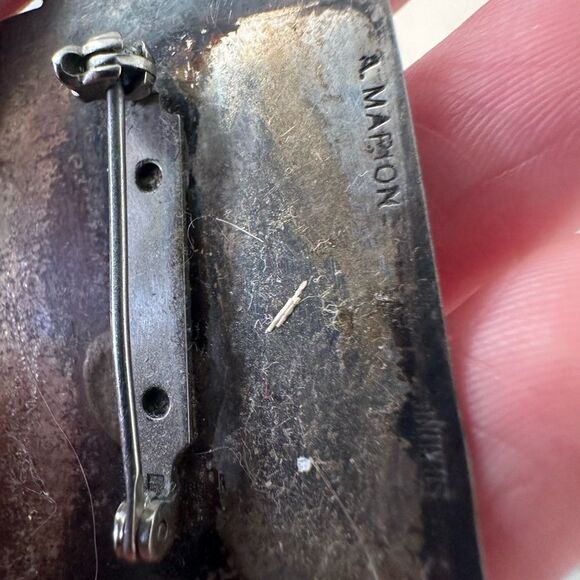 Vintage A.Mapion Signed Sterling Mexican Modernist Brooch - Picture 7 of 8